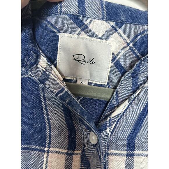 Rails Hunter Flannel Shirt Plaid Button Front Blue Pink White Size XS - Picture 7 of 7
